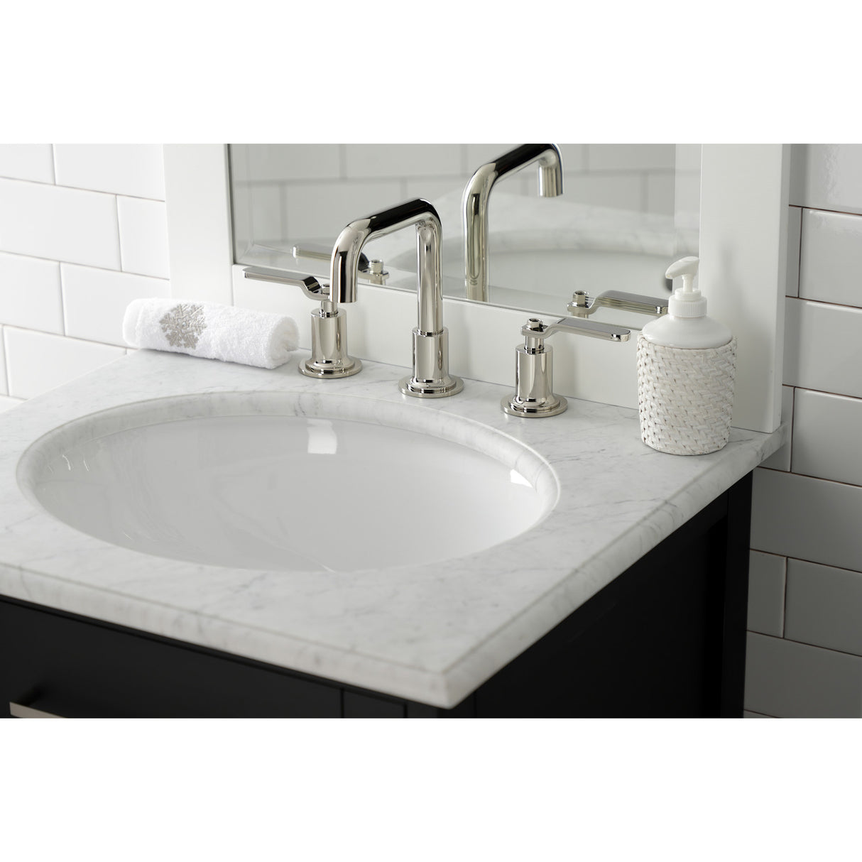 Kingston Brass KS142KLPN Whitaker Widespread Bathroom Faucet with Push Pop-Up, Polished Nickel