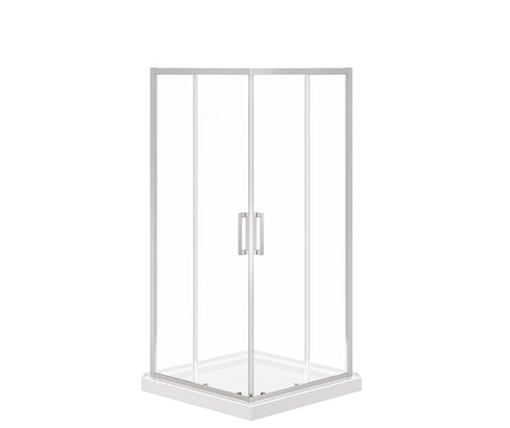 MAAX 107481-900-084-000 Scarlet 36 x 36 Acrylic Corner Drain Shower Kit in White with Clear Glass in Chrome