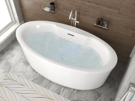 ANZZI FT-AZ077 Jarvis Series 67" Air Jetted Freestanding Acrylic Bathtub in White