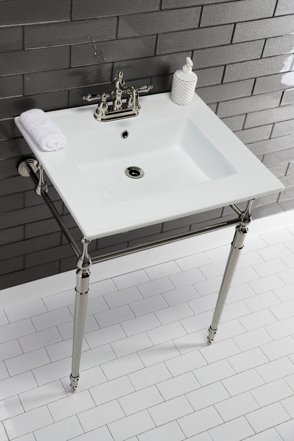 Kingston Brass KB1606AL Heritage 4 in. Centerset Bathroom Faucet, Polished Nickel