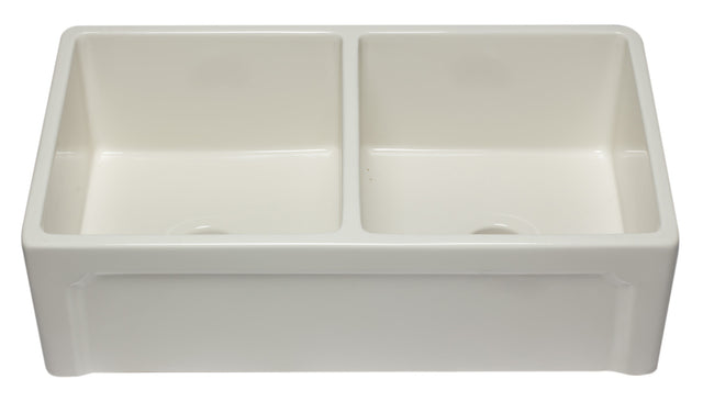 ALFI brand AB3318DB-B 33 inch Biscuit Reversible Double Fireclay Farmhouse Kitchen Sink