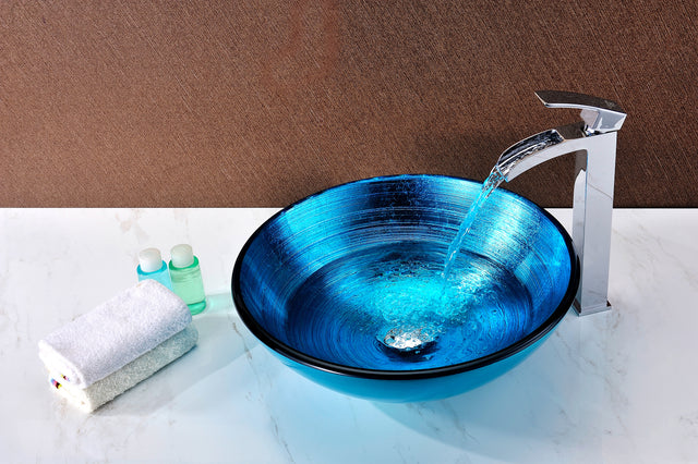 ANZZI LS-AZ8099 Taba Series Deco-Glass Vessel Sink in Lustrous Blue
