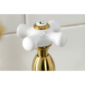 Kingston Brass KS1277PXBS Heritage Bridge Kitchen Faucet with Brass Sprayer, Brushed Brass