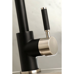 Gourmetier LS8779DKL Kaiser Single-Handle Pre-Rinse Kitchen Faucet, Matte Black/Brushed Nickel