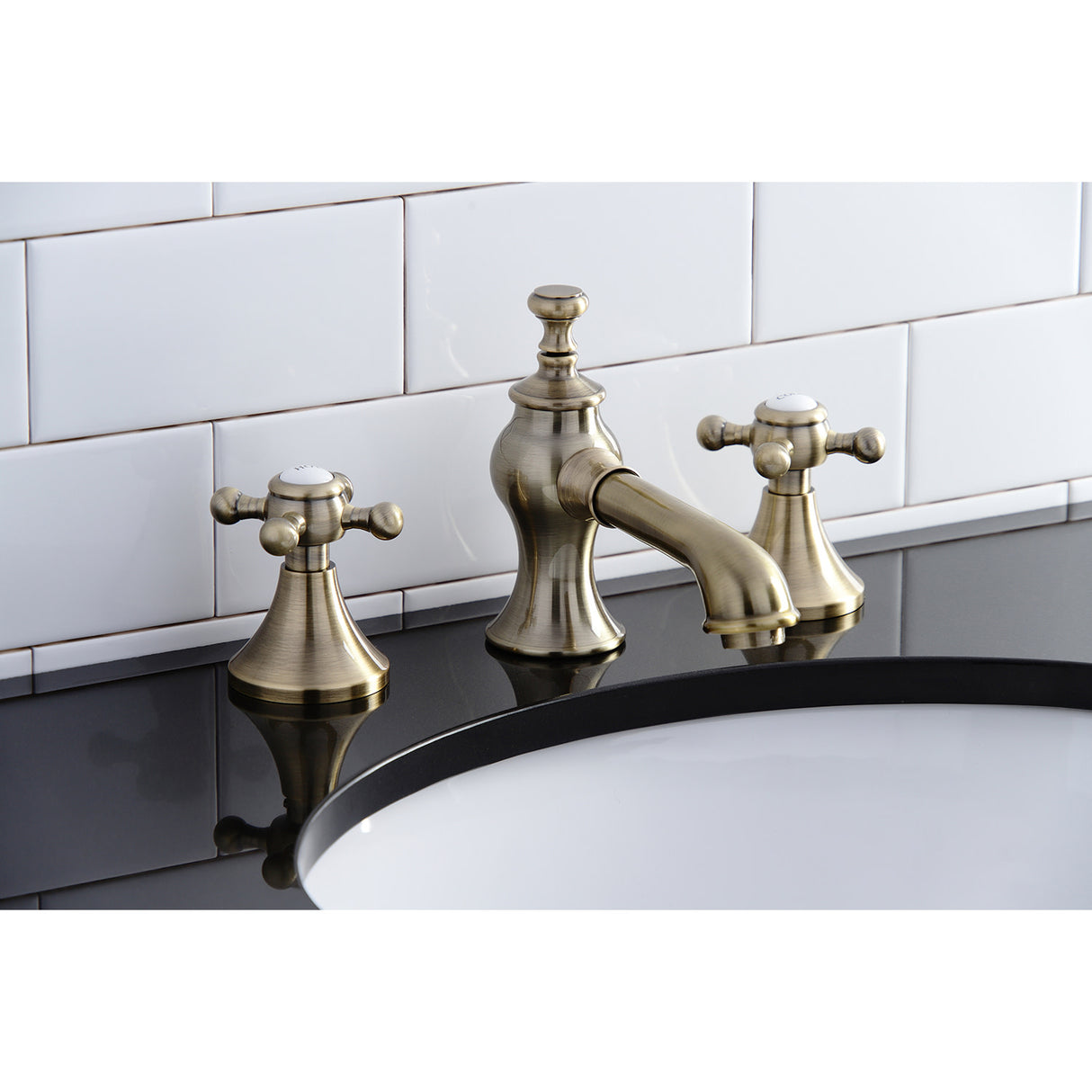 Kingston Brass KC7063BX English Country 8 in. Widespread Bathroom Faucet, Antique Brass