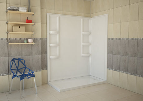 ANZZI SW-AZ8072-R 60 in. x 36 in. x 74 in. 2-piece DIY Friendly Corner Shower Surround in White