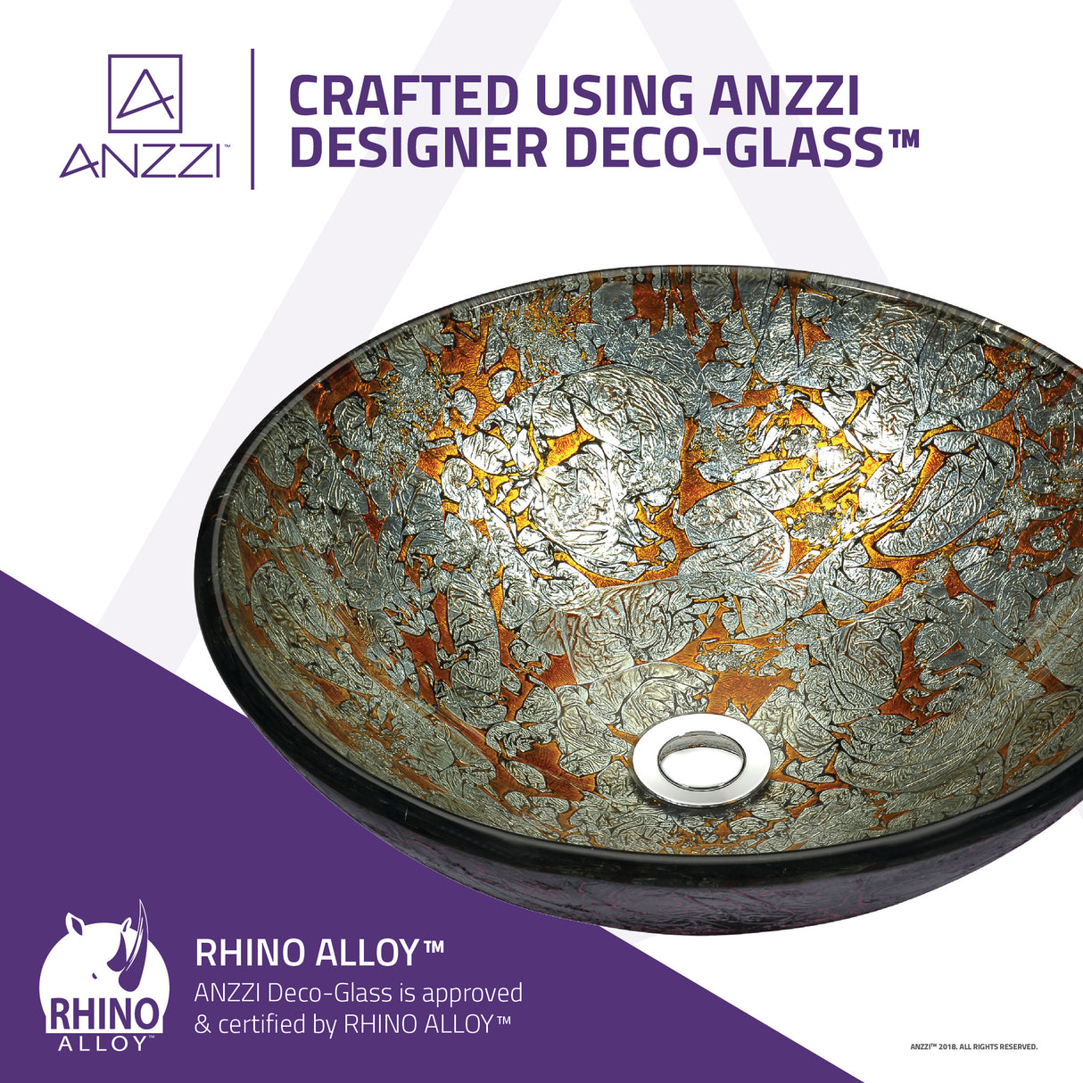 ANZZI LS-AZ163 Stellar Series Deco-Glass Vessel Sink in Arctic Blaze