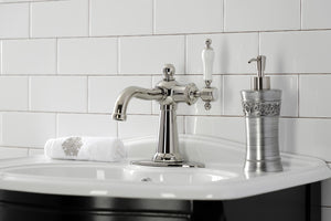 Kingston Brass KSD154KLPN Nautical Single-Handle Bathroom Faucet with Push Pop-Up, Polished Nickel