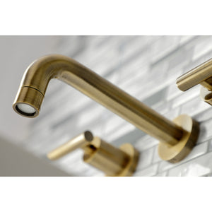 Kingston Brass KS8123CML Manhattan 2-Handle 8 in. Wall Mount Bathroom Faucet, Antique Brass