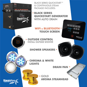 Steam Shower Generator Kit System | Gold + Self Drain Combo| Dual Bottle Aroma Oil Pump | Enclosure Steamer Sauna Spa Stall Package|Touch Screen Wifi App/Bluetooth Control Panel |12 kW Raven | RVB1200GD-ADP RVB1200GD-ADP