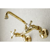 Kingston Brass KS213PB Kingston Two Handle Wall Mount Kitchen Faucet, Polished Brass
