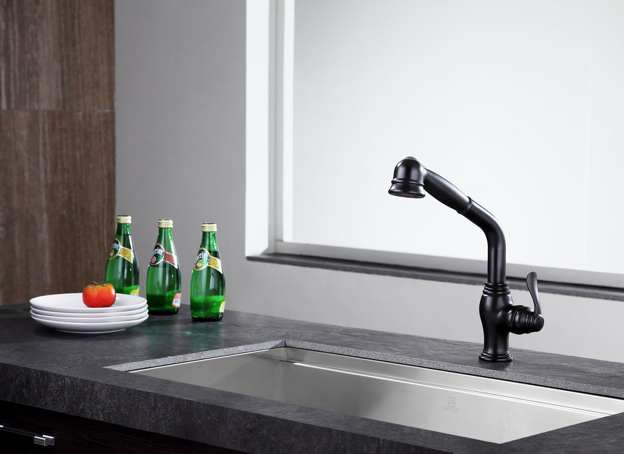 ANZZI KF-AZ203ORB Del Moro Single-Handle Pull-Out Sprayer Kitchen Faucet in Oil Rubbed Bronze