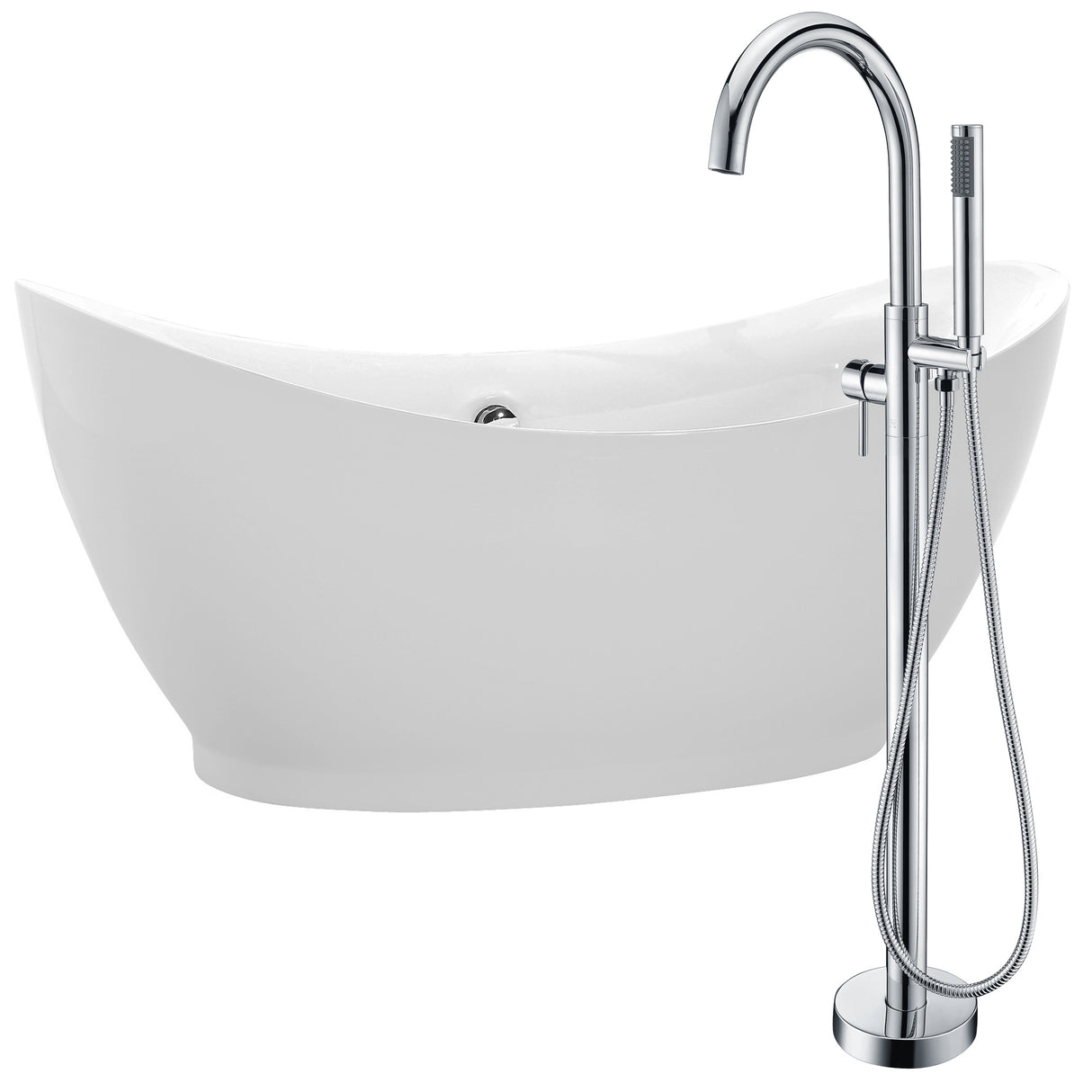 ANZZI FTAZ091-0025C Reginald 68 in. Acrylic Soaking Bathtub in White with Kros Faucet in Polished Chrome