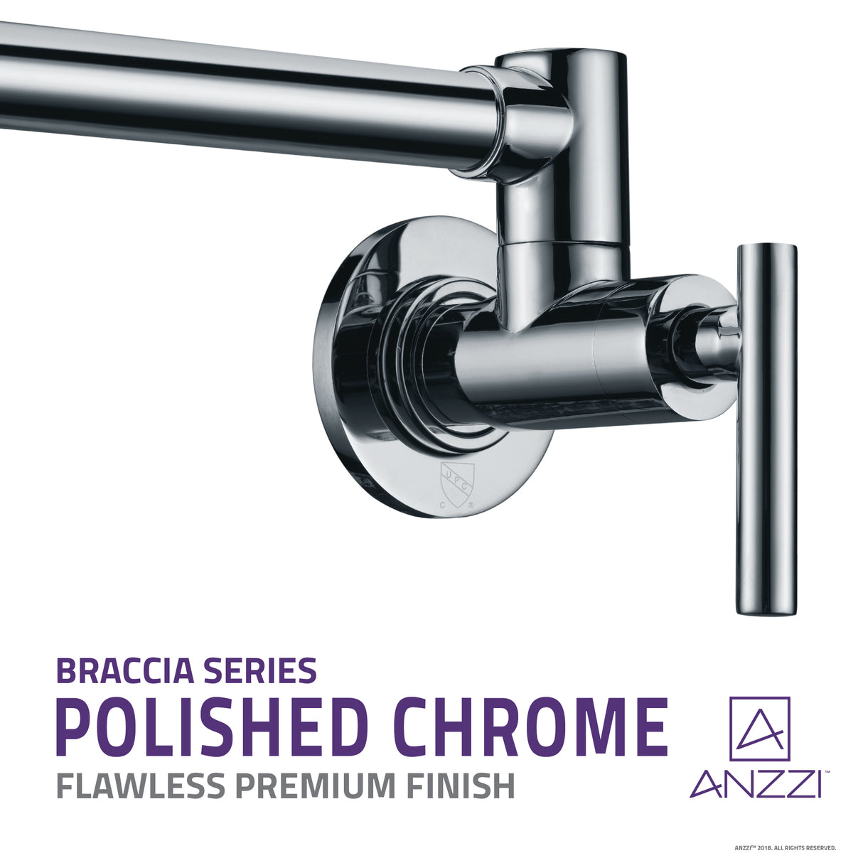 ANZZI KF-AZ258CH Braccia Series 24" Wall Mounted Pot Filler in Polished Chrome