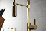 Gourmetier LS8773CTL Continental Single-Handle Pre-Rinse Kitchen Faucet, Brushed Brass