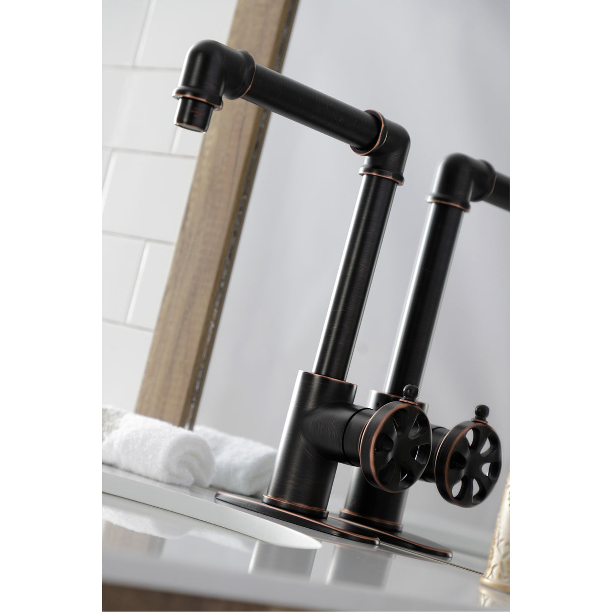 Kingston Brass KSD144RXNB Belknap Single-Handle Bathroom Faucet with Push Pop-Up, Naples Bronze