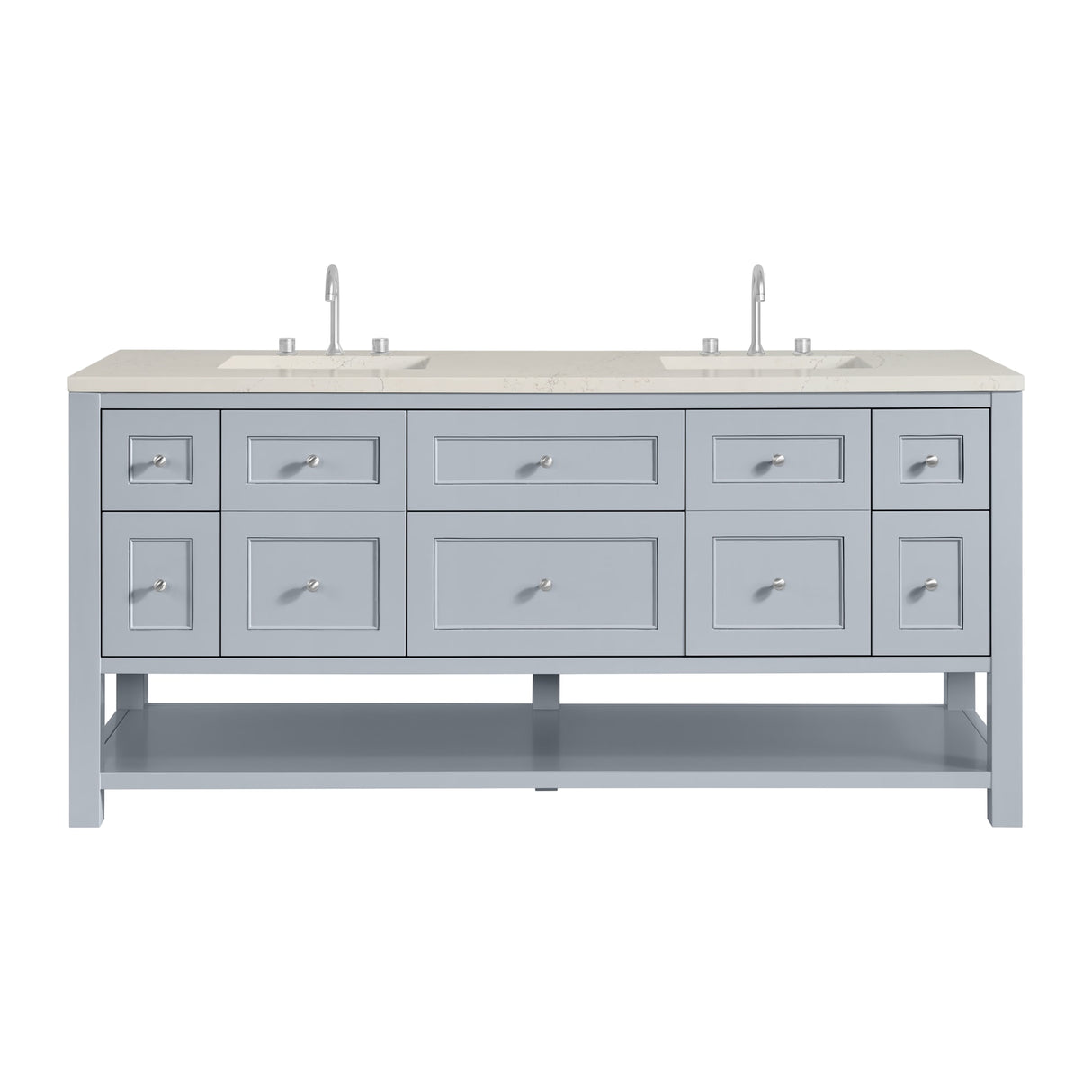 Breckenridge 72" Double Vanity, Serenity Blue, w/ 3 CM Siberian Silestone Top w/FreePower Wireless Charger