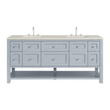 Breckenridge 72" Double Vanity, Serenity Blue, w/ 3 CM Siberian Silestone Top w/FreePower Wireless Charger