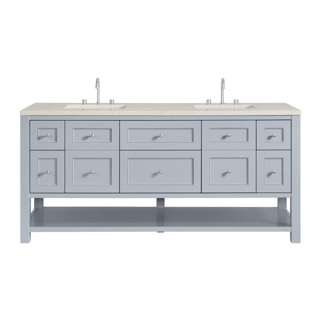 Breckenridge 72" Double Vanity, Serenity Blue, w/ 3 CM Siberian Silestone Top w/FreePower Wireless Charger