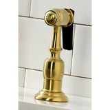 Kingston Brass KS1277AXBS Heritage Bridge Kitchen Faucet with Brass Sprayer, Brushed Brass