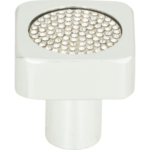 Atlas Homewares Crystal Square Inset Knob 1 Inch Matte Chrome