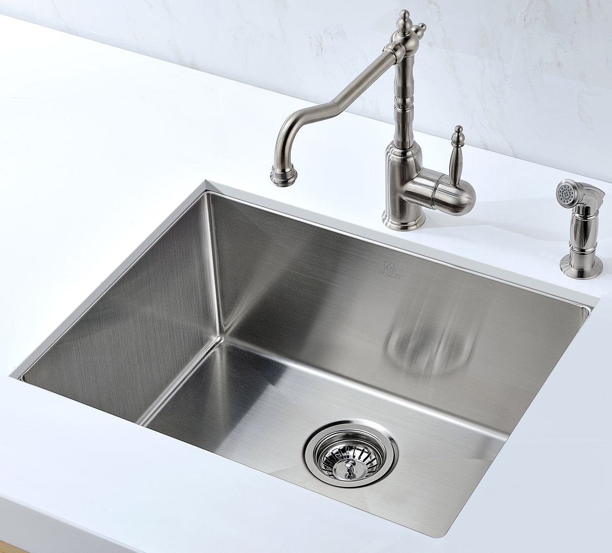 ANZZI K-AZ2318-1A Vanguard Undermount Stainless Steel 23 in. 0-Hole Single Bowl Kitchen Sink in Brushed Satin