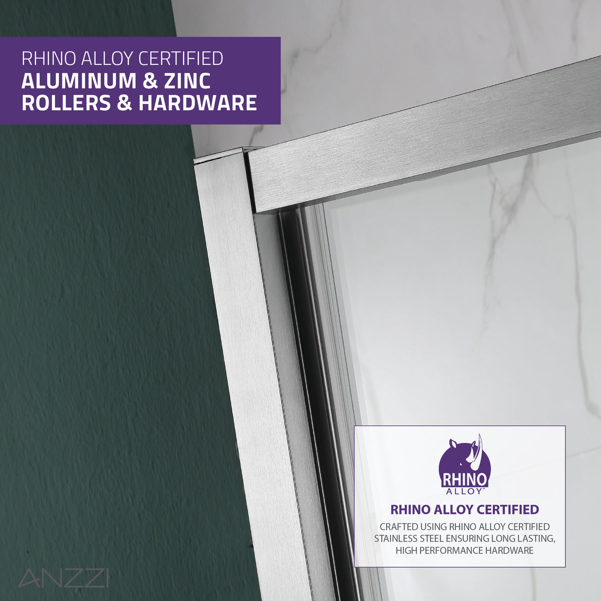 ANZZI SD-AZ052-01BN Halberd 48 in. x 72 in. Framed Shower Door with TSUNAMI GUARD in Brushed Nickel