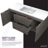 ANZZI VT-CT48-GY Conques 48 in W x 20 in H x 18 in D Bath Vanity in Rich Grey with Cultured Marble Vanity Top in White with White Basin