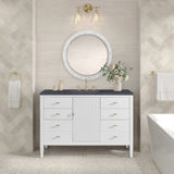 Myrrin 48" Single Vanity, Bright White w/ 3 CM Charcoal Soapstone Silestone Top