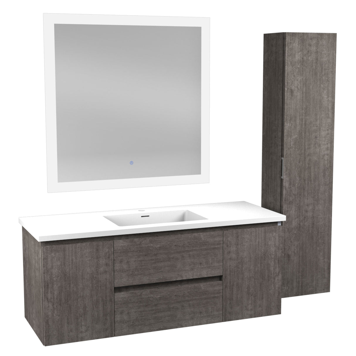 ANZZI VT-MR4SCCT48-GY 48 in. W x 20 in. H x 18 in. D Bath Vanity Set in Rich Gray with Vanity Top in White with White Basin and Mirror