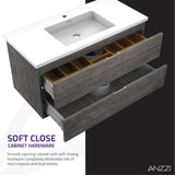 ANZZI VT-MR3SCCT39-GY 39 in. W x 20 in. H x 18 in. D Bath Vanity Set in Rich Gray with Vanity Top in White with White Basin and Mirror