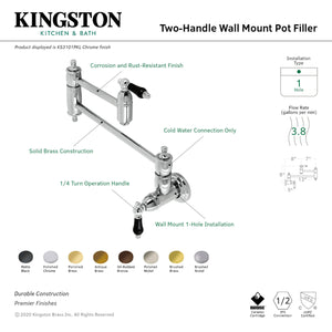 Kingston Brass KS3107PKL Duchess Wall Mount Pot Filler, Brushed Brass
