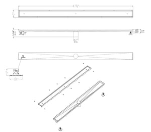 ALFI brand 47" Stainless Steel Linear Shower Drain with No Cover