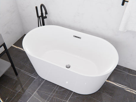 ANZZI FT-AZ098-59 Chand 59 in. Acrylic Flatbottom Freestanding Bathtub in White