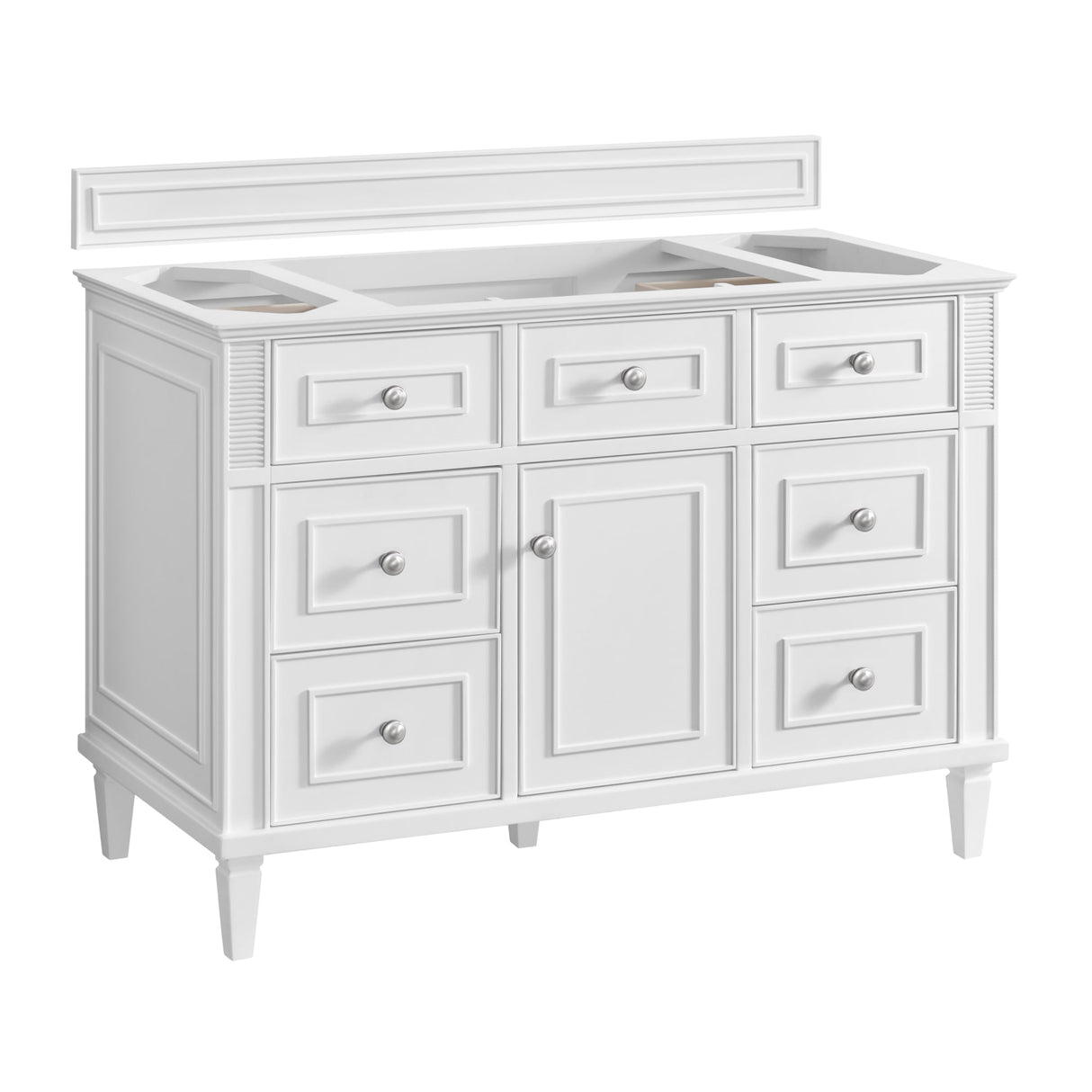 Lorelai 48" Single Vanity, Bright White w/ 3 CM Victorian Silver Silestone Top