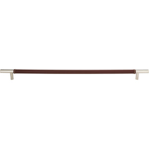 Atlas Homewares Zanzibar Brown Appliance Pull 17 Inch (c-c) Leather Polished Chrome