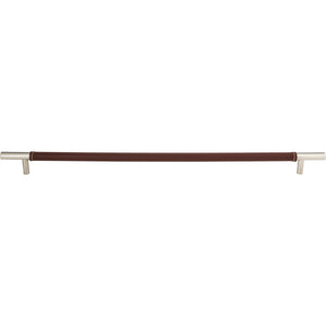 Atlas Homewares Zanzibar Brown Appliance Pull 17 Inch (c-c) Leather Polished Chrome