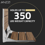 ANZZI AC-AZ203 Saxon 17 in. Teak Wall Mounted Folding Shower Seat