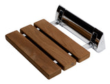 ALFI brand ABS14-PC Polished Chrome 14" Folding Teak Wood Shower Seat Bench