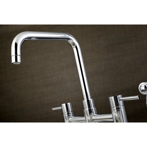 Kingston Brass KS8281DLBS Concord Bridge Kitchen Faucet with Brass Sprayer, Polished Chrome