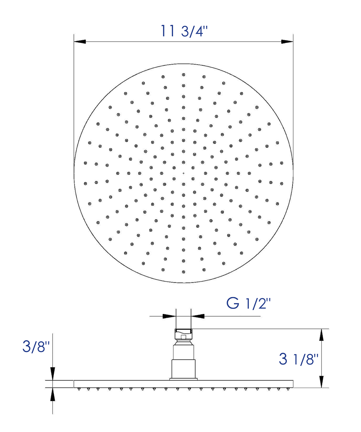 ALFI brand LED12R-BN Brushed Nickel 12" Round Multi Color LED Rain Shower Head