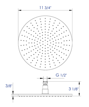 ALFI brand LED12R-BN Brushed Nickel 12" Round Multi Color LED Rain Shower Head