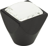 Atlas Homewares Crystal Large Square Knob 1 Inch Matte Black