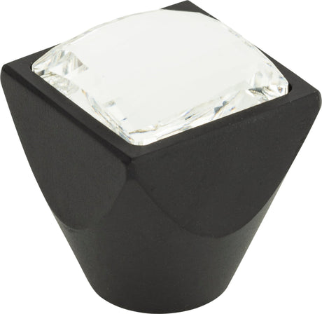 Atlas Homewares Crystal Large Square Knob 1 Inch Matte Black
