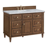 Lorelai 48" Single Vanity, Mid-Century Walnut w/ 3 CM Carrara White Marble Top