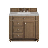 Bristol 36" Single Vanity, Saddle Brown w/ 3 CM Victorian Silver Silestone Top