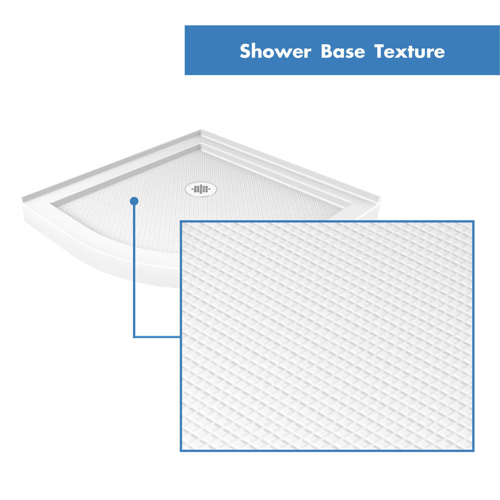 DreamLine Prime 33 in. x 74 3/4 in. Semi-Frameless Clear Glass Sliding Shower Enclosure in Chrome with White Base Kit