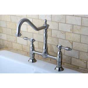 Kingston Brass KS1178TAL Tudor Bridge Kitchen Faucet, Brushed Nickel