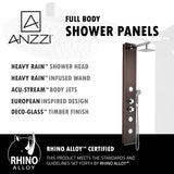ANZZI SP-AZ021 Pure 59 in. 3-Jetted Shower Panel with Heavy Rain Shower and Spray Wand in Mahogany Deco-Glass