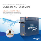 SteamSpa Royal 4.5 KW QuickStart Acu-Steam Bath Generator Package with Built-in Auto Drain in Brushed Nickel RYT450BN-A